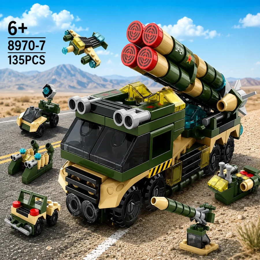 8970-7 tractor missile vehicle six-in-one 135 pcs colur box