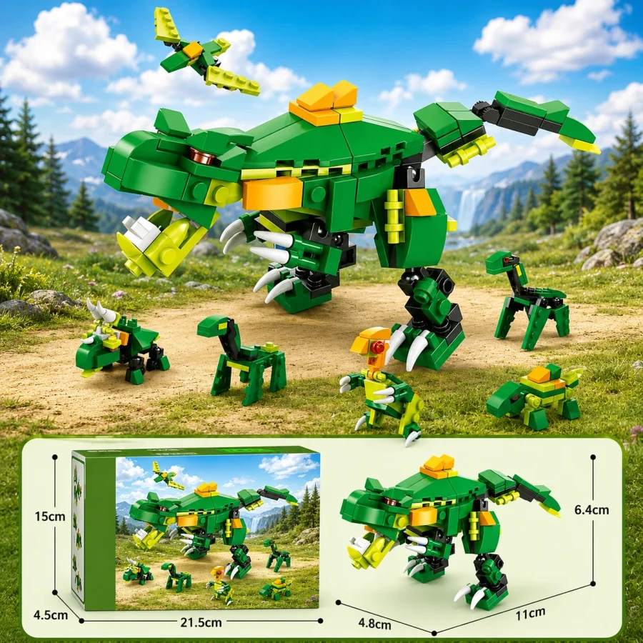 8970-2 dinosaur 6-in-1 160 pcs colour box
