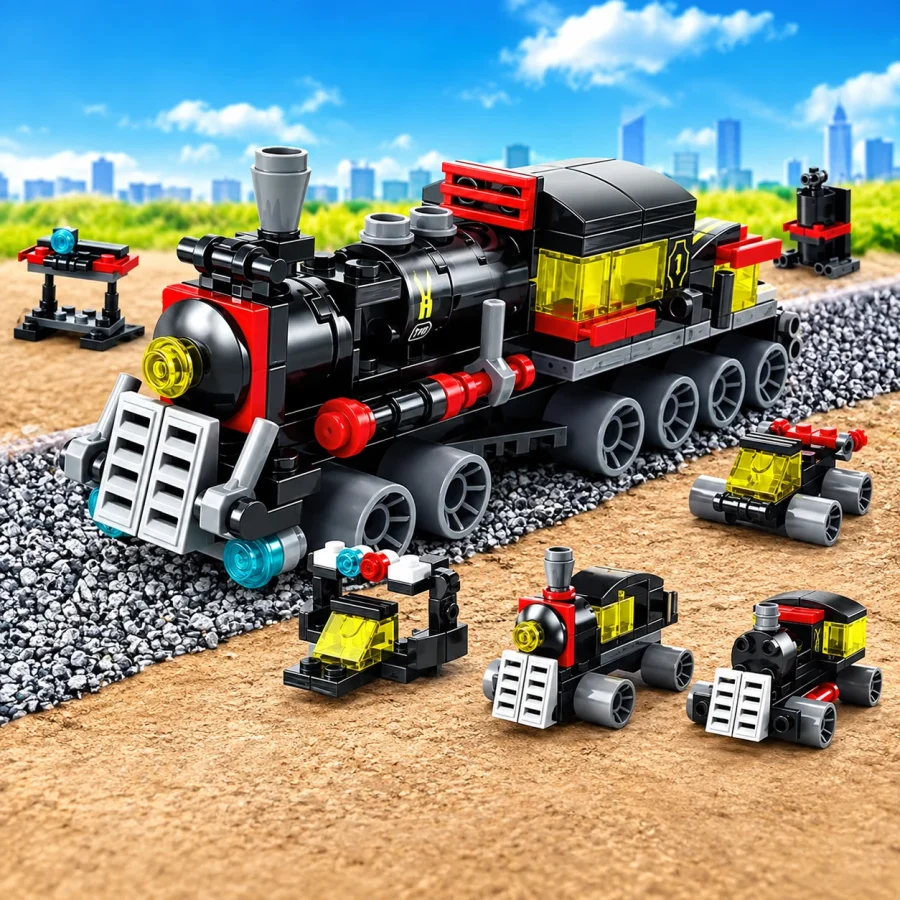 8971-4 train six-in-one 118 pcs colour box